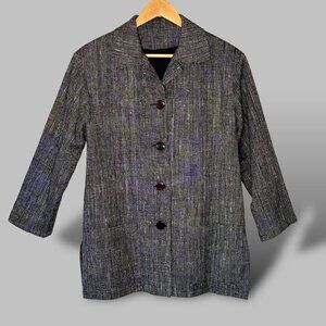 Ann May Silk Tweed Women's Blazer Coat Size‎ 6 Fully Lined 4 Button Side Vents